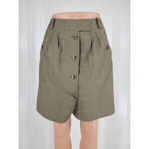 ANNE KLEIN Women's Taupe Button Up Front A Line Skirt Sz 4